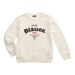 Blauer Felpa Girocollo tinta unita con Stampa Bianco per Bambino 25WBLKF03490 BIANCO BLAUER 