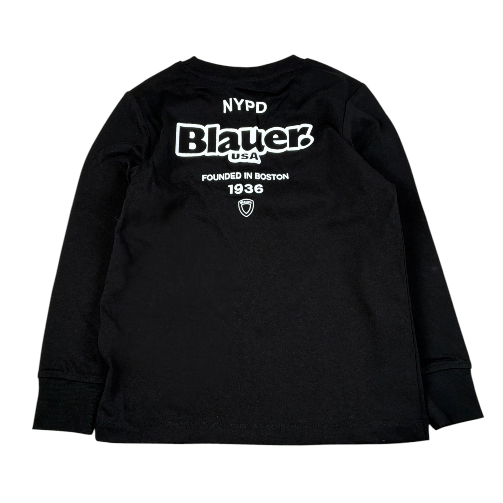 Blauer Shirt tinta unita con Stampa Nero per Bambino 25WBLKH01476J NERO BLAUER 