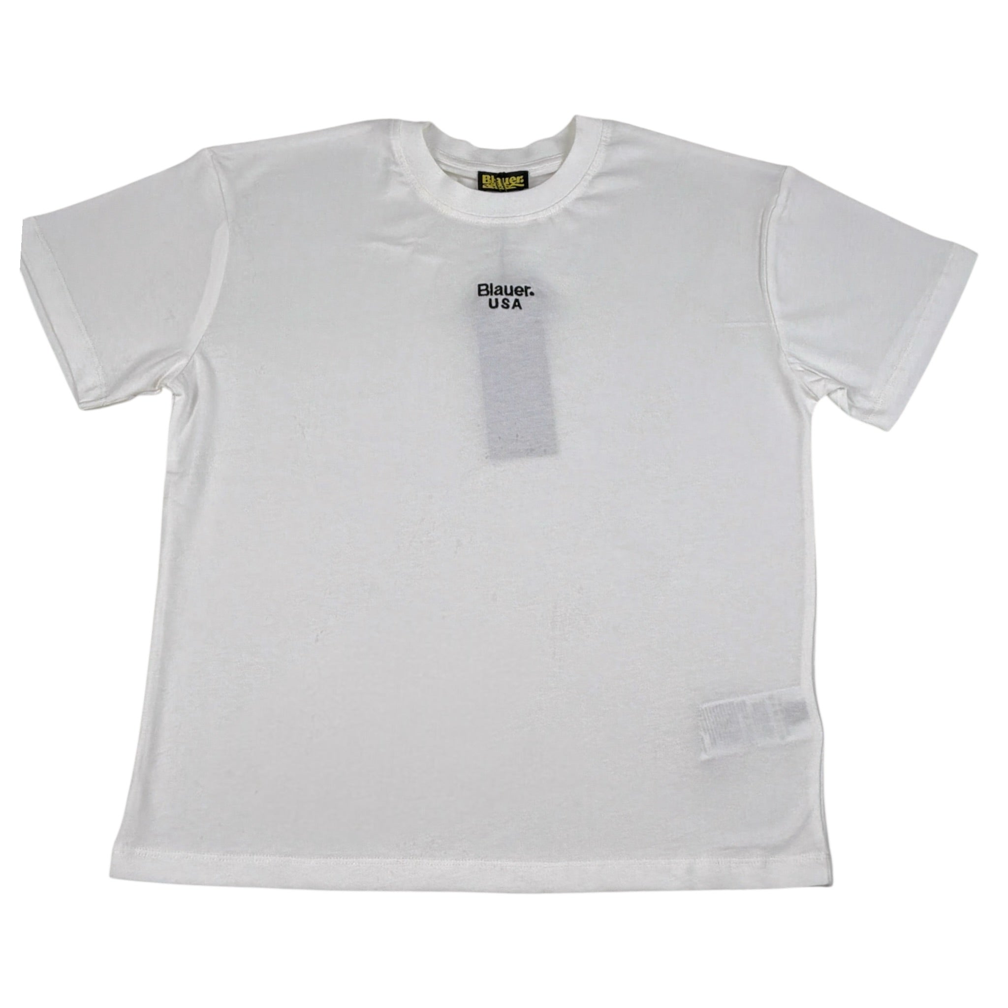 Blauer T-Shirt tinta unita con Stampa Bianco per Bambino 25WBLKH02477J BIANCO BLAUER 