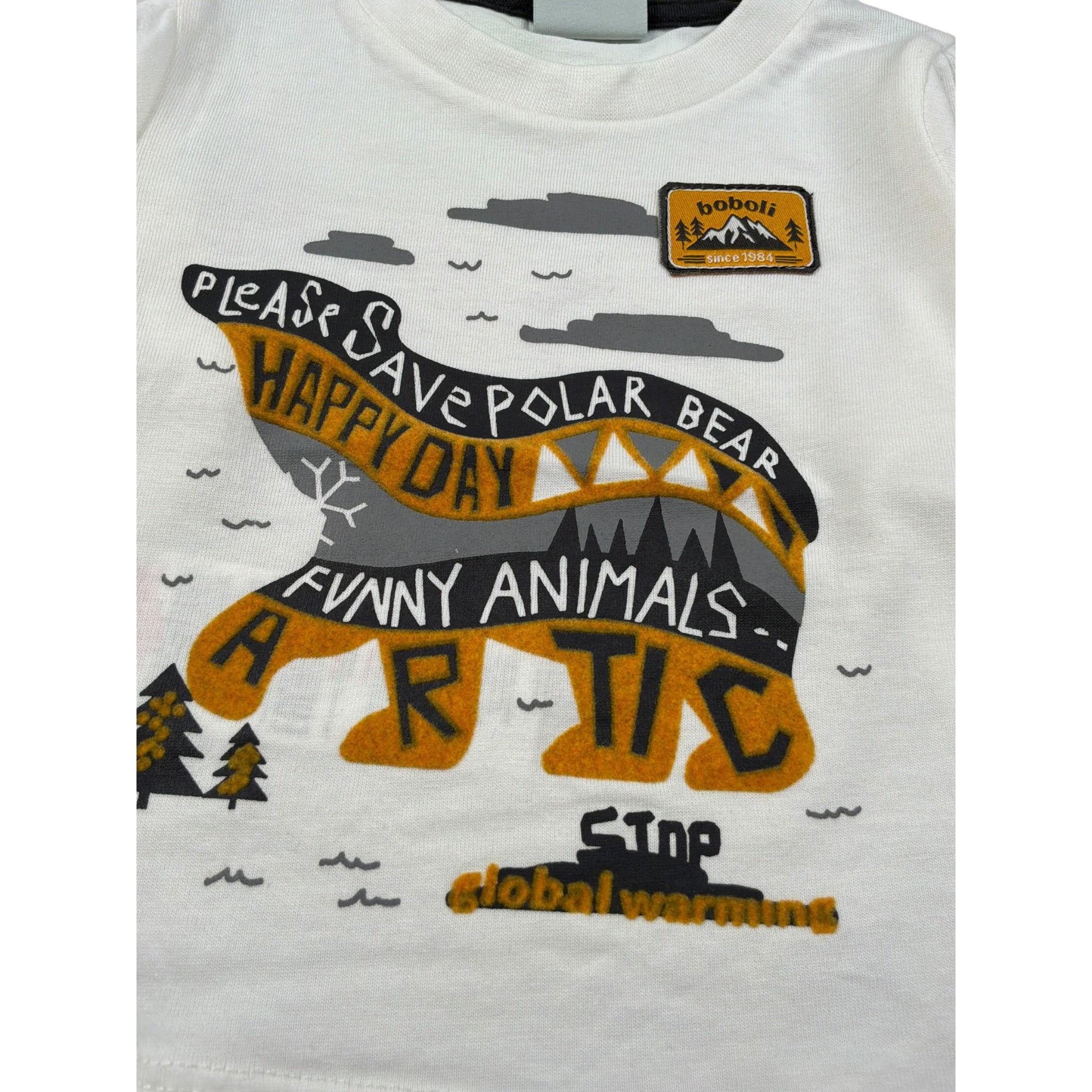 Boboli Shirt Girocollo tinta unita con Stampa Bianco per Neonato 323064 BIANCO BOBOLI 