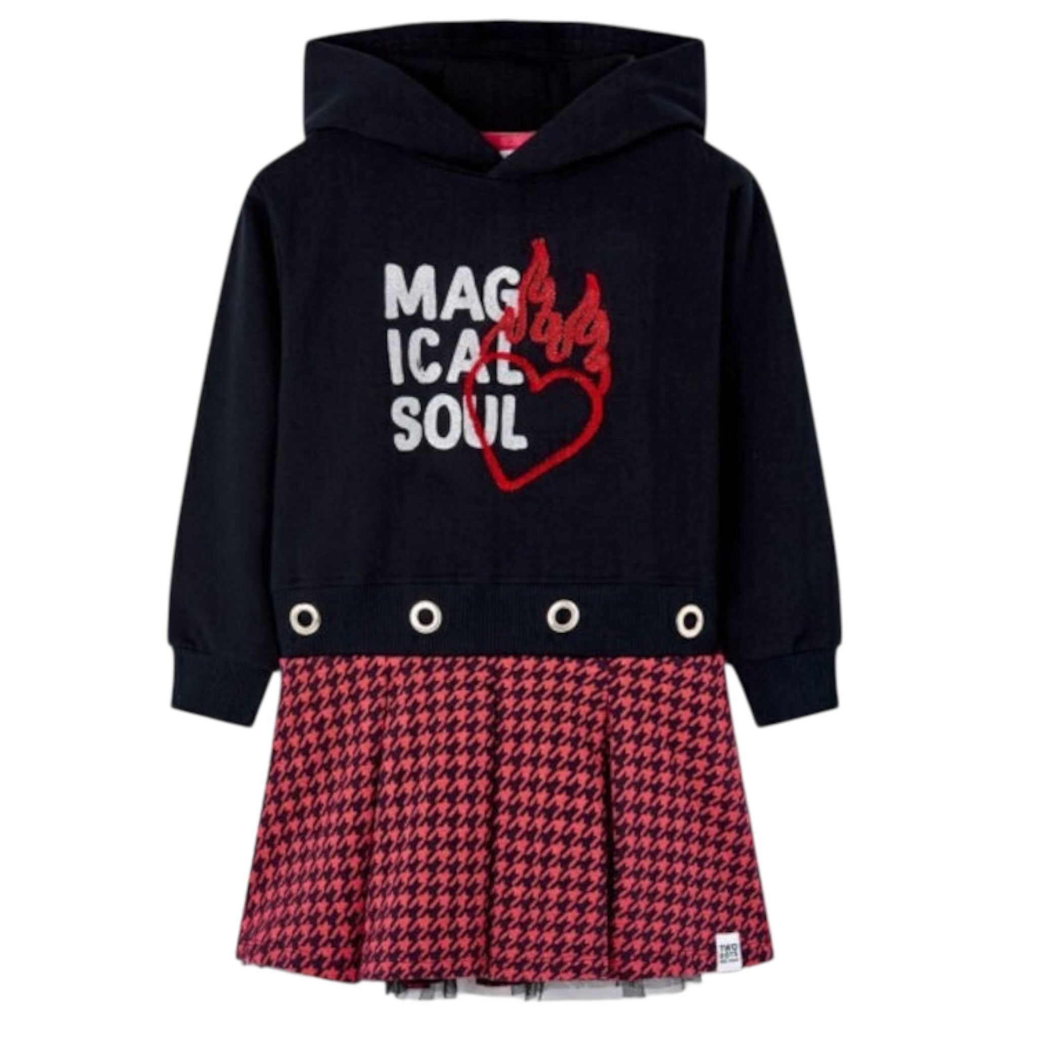Boboli Abito Felpa tinta unita con Cappuccio Nero per Bambina 457051 NERO BOBOLI 