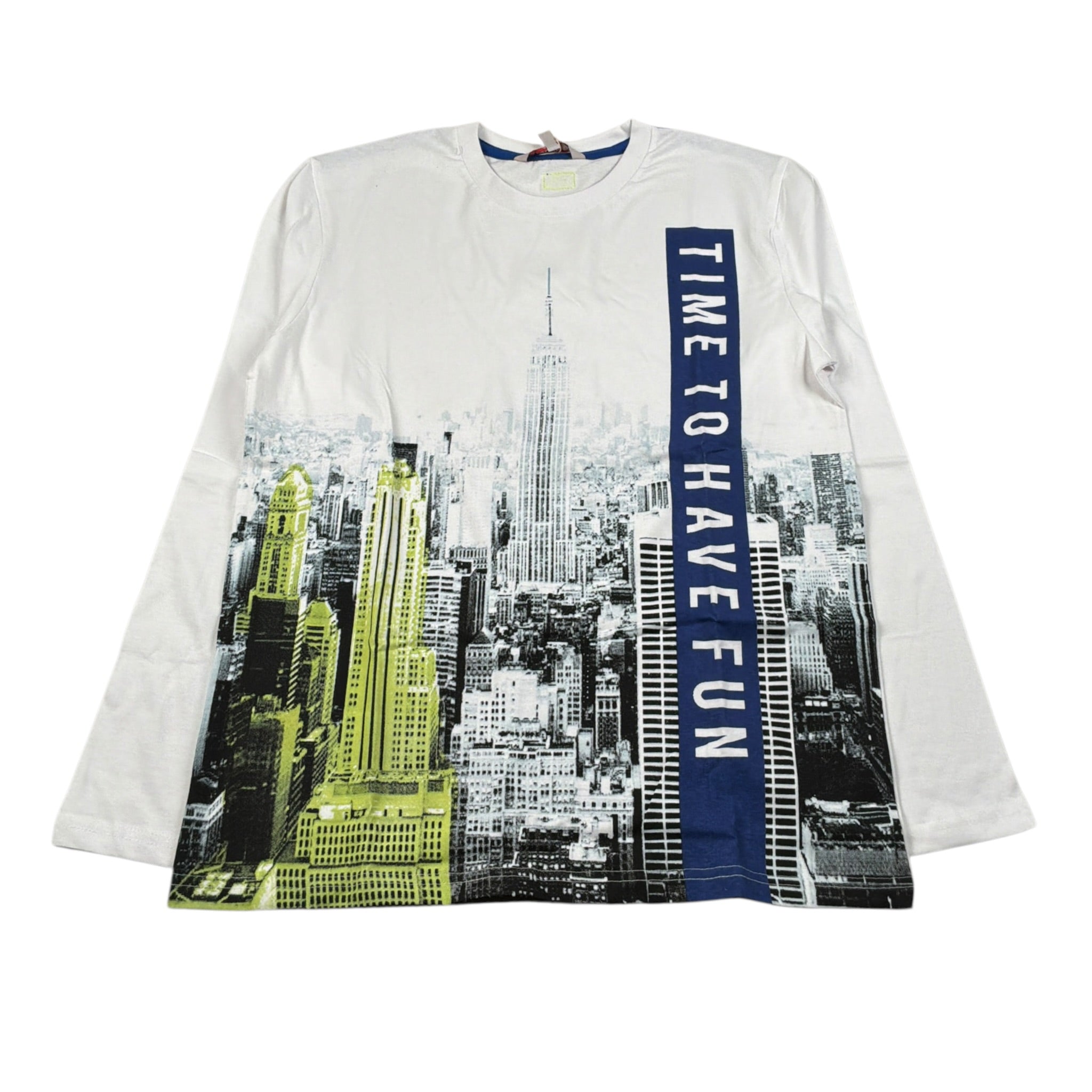 Boboli Shirt Girocollo tinta unita con Stampa Bianco per Bambino 518048 BIANCO BOBOLI 