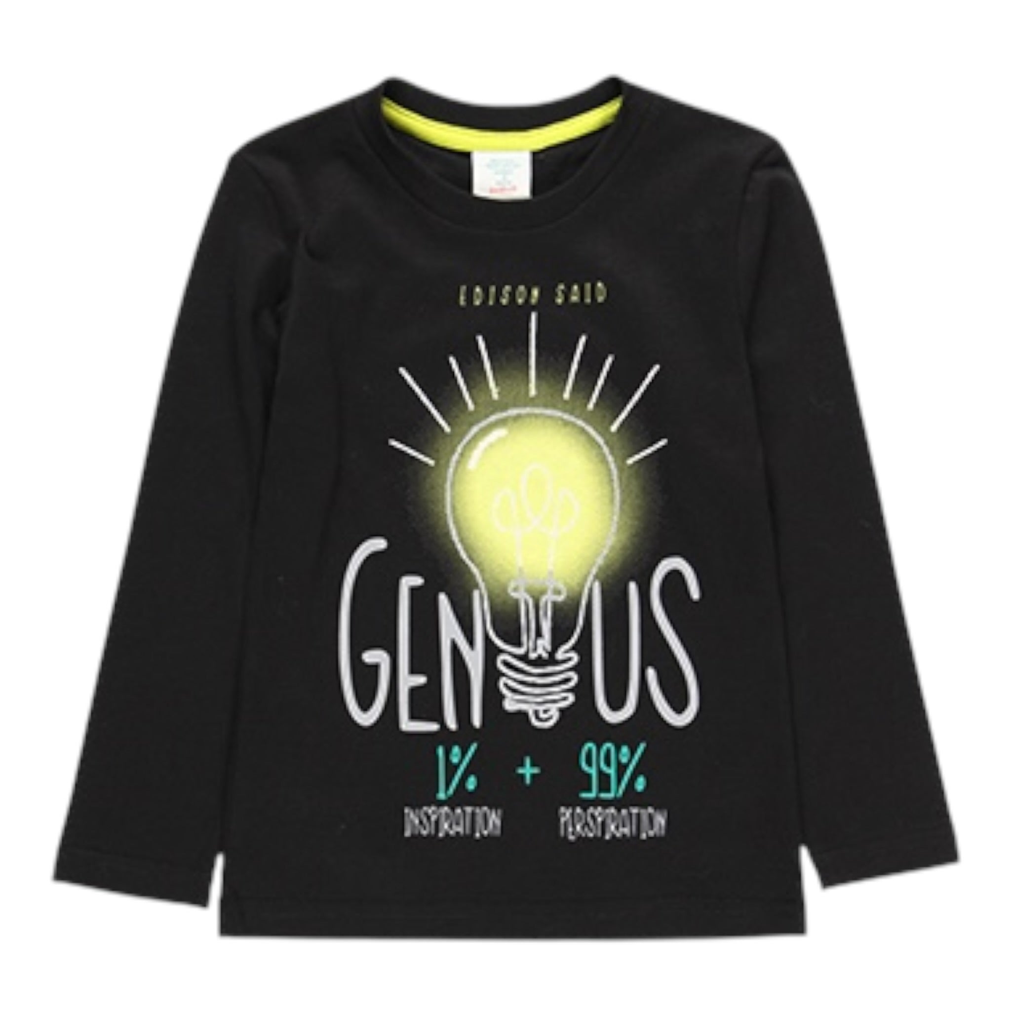 Boboli Shirt Girocollo tinta unita con Stampa Nero per Bambino 593029 NERO BOBOLI 