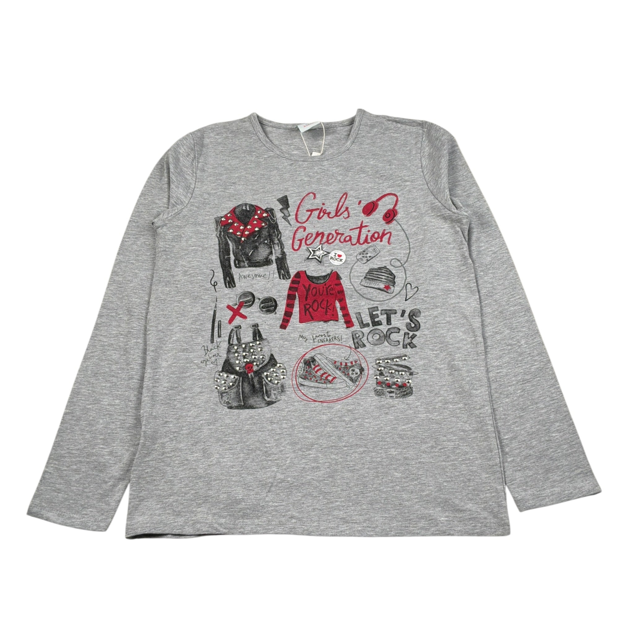 Boboli Shirt Girocollo tinta unita con Stampe Grigio per Bambina SHTBBOLI GRIGIO BOBOLI 