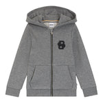 Boss Felpa tinta unita con Zip E Cappuccio Grigio per Bambino J52320 GRIGIO BOSS 