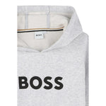 Boss Felpa tinta unita con Cappuccio E Stampa Grigio per Bambino J52351 GRIGIO BOSS 