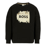 Boss Felpa Girocollo tinta unita con Stampa Nero per Bambino J52356 NERO BOSS 