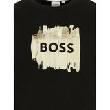 Boss Felpa Girocollo tinta unita con Stampa Nero per Bambino J52356 NERO BOSS 