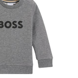 Boss Felpa tinta unita Girocollo con Stampa Grigio per Bambino J52458 GRIGIO BOSS 