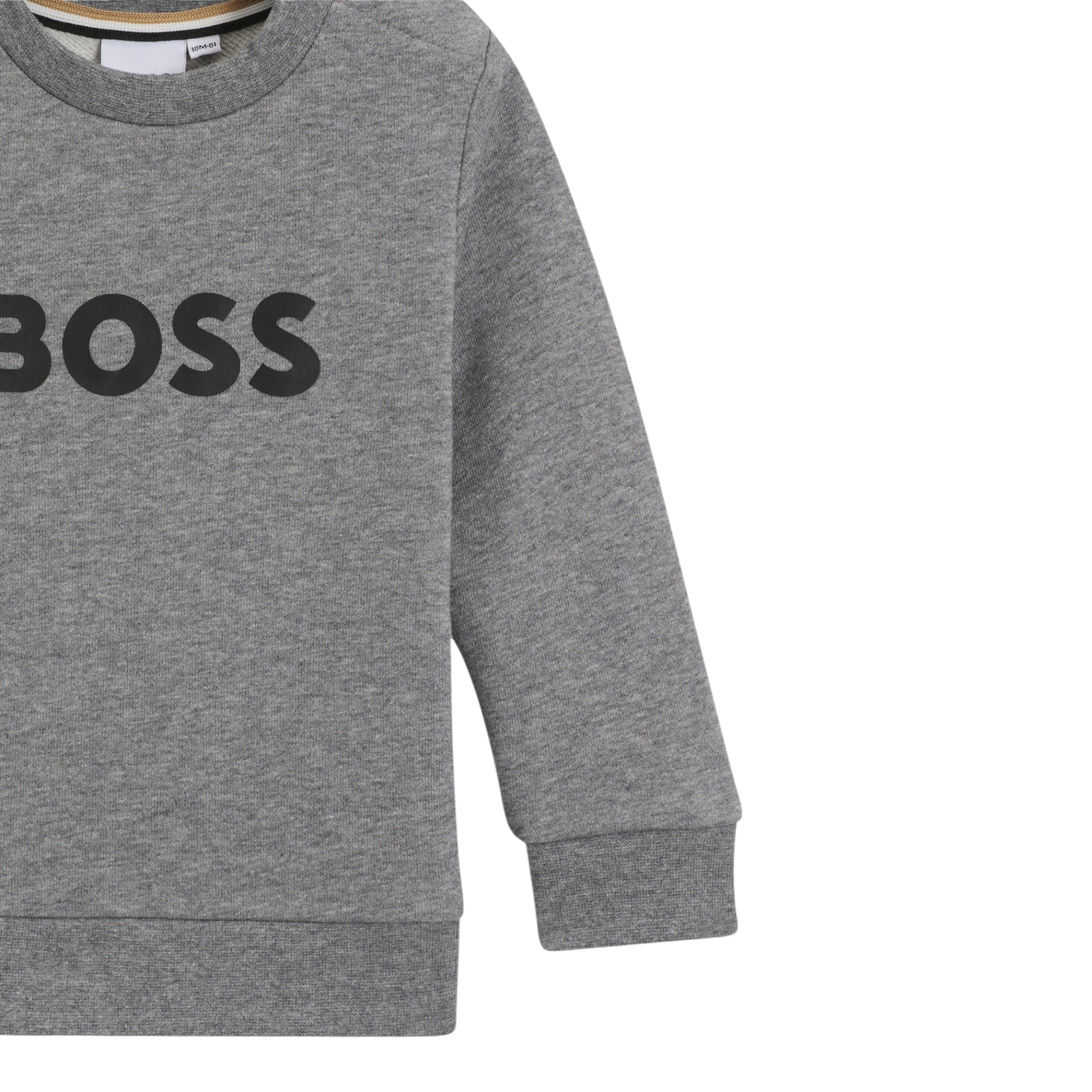 Boss Felpa tinta unita Girocollo con Stampa Grigio per Bambino J52458 GRIGIO BOSS 