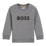 Boss Felpa tinta unita Girocollo con Stampa Grigio per Neonato J52458N GRIGIO BOSS 