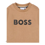 Boss Felpa tinta unita Girocollo con Stampa Beige per Neonato J52458X BEIGE BOSS 