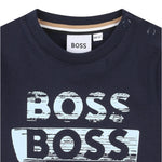 Boss Shirt tinta unita con Logo Blu per Neonato J52463 BLU BOSS 