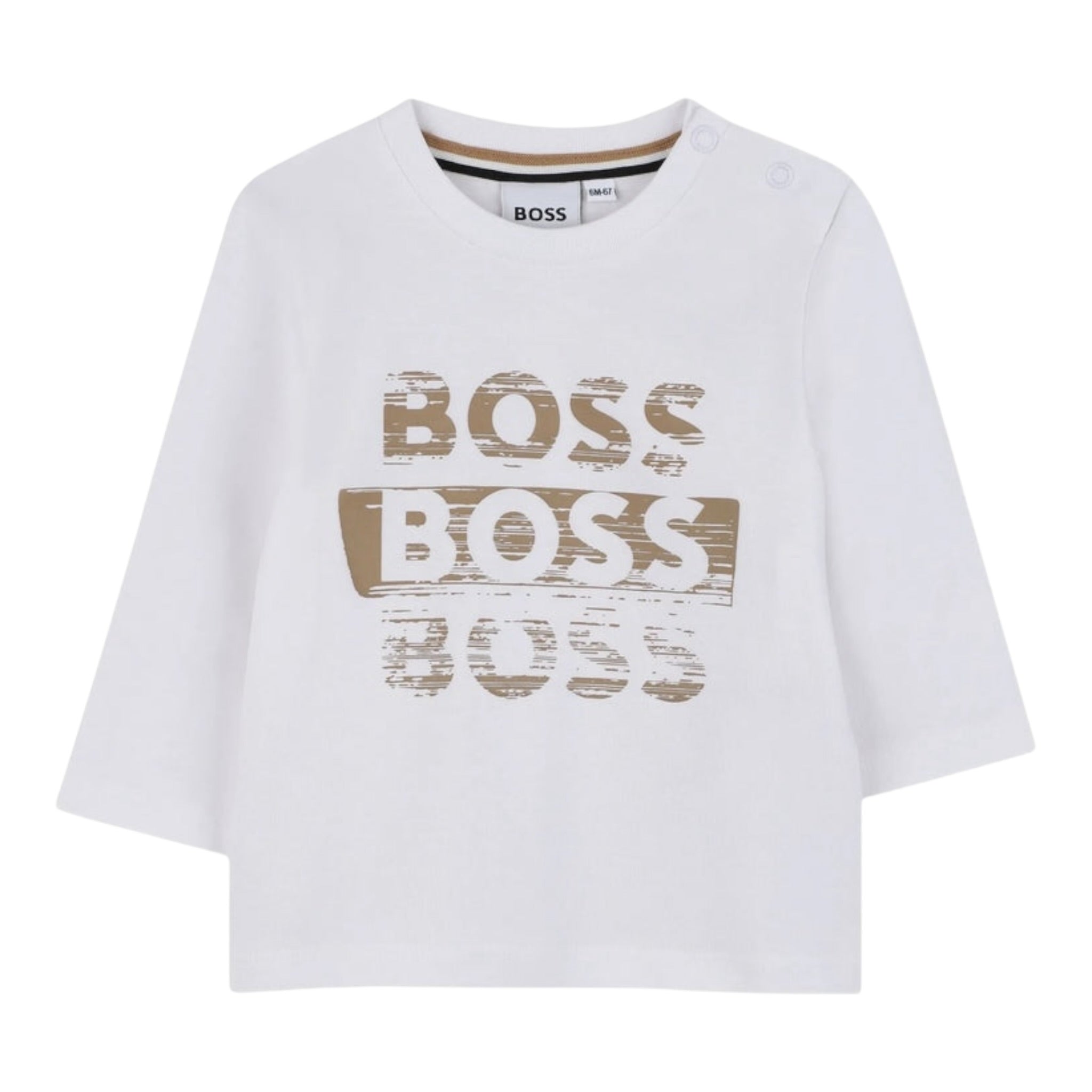 Boss Shirt tinta unita con Logo Bianco per Neonato J52463XX BIANCO BOSS 