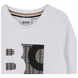 Boss Shirt Girocollo tinta unita con Stampa Bianco per Neonato J52472N BIANCO BOSS 