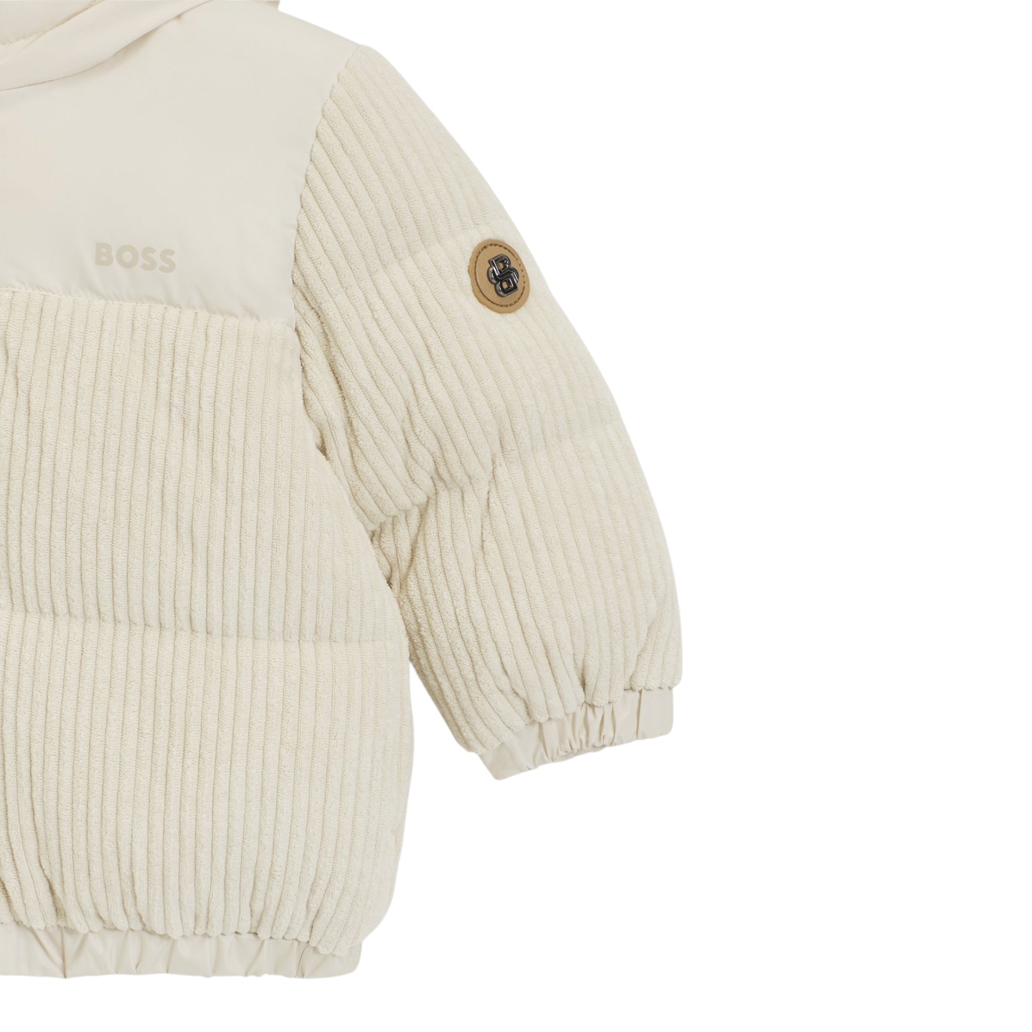 Boss Giubbino tinta unita con Zip E Cappuccio Beige per Neonato J52478 BEIGE BOSS 