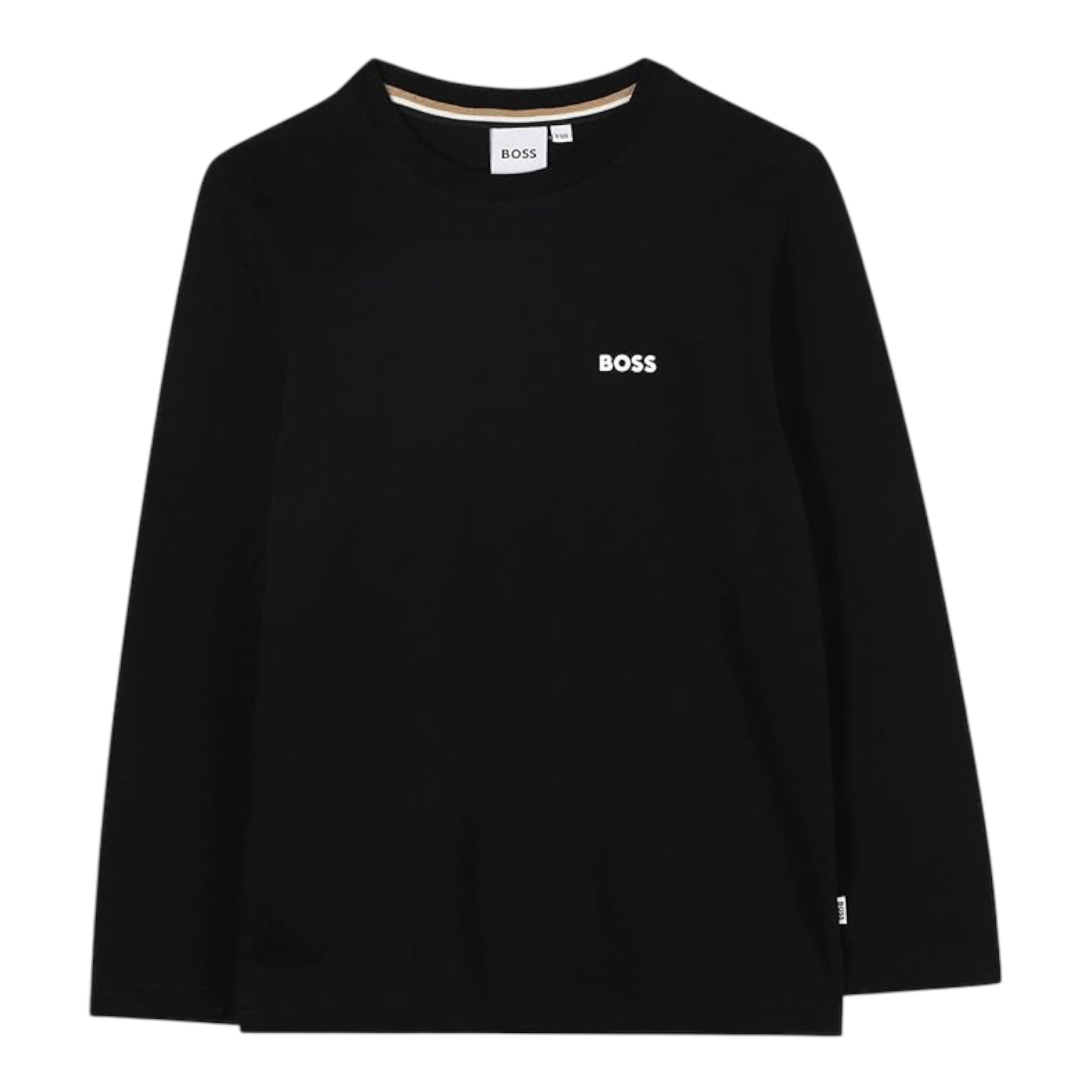Boss Shirt Girocollo tinta unita con Stampa Nero per Bambino J52864 NERO BOSS 