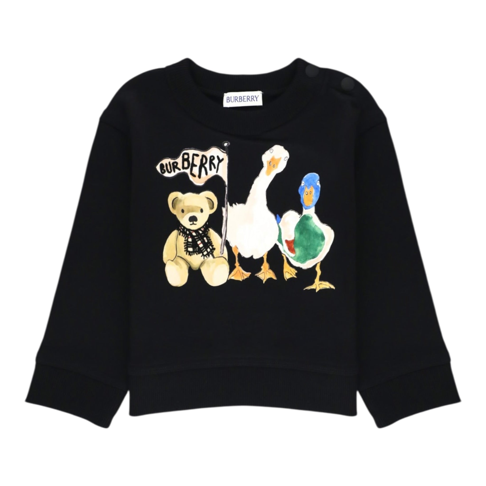 Burberry Felpa Chiusa Girocollo tinta unita con Stampa Nero per Neonato 8112508 NERO BURBERRY 