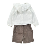 Calamaro Completo 2Pz Camicia-Bermuda Bicolore Bianco/Marrone per Bambino 11210 BIANCO/MARRONE CALAMARO 