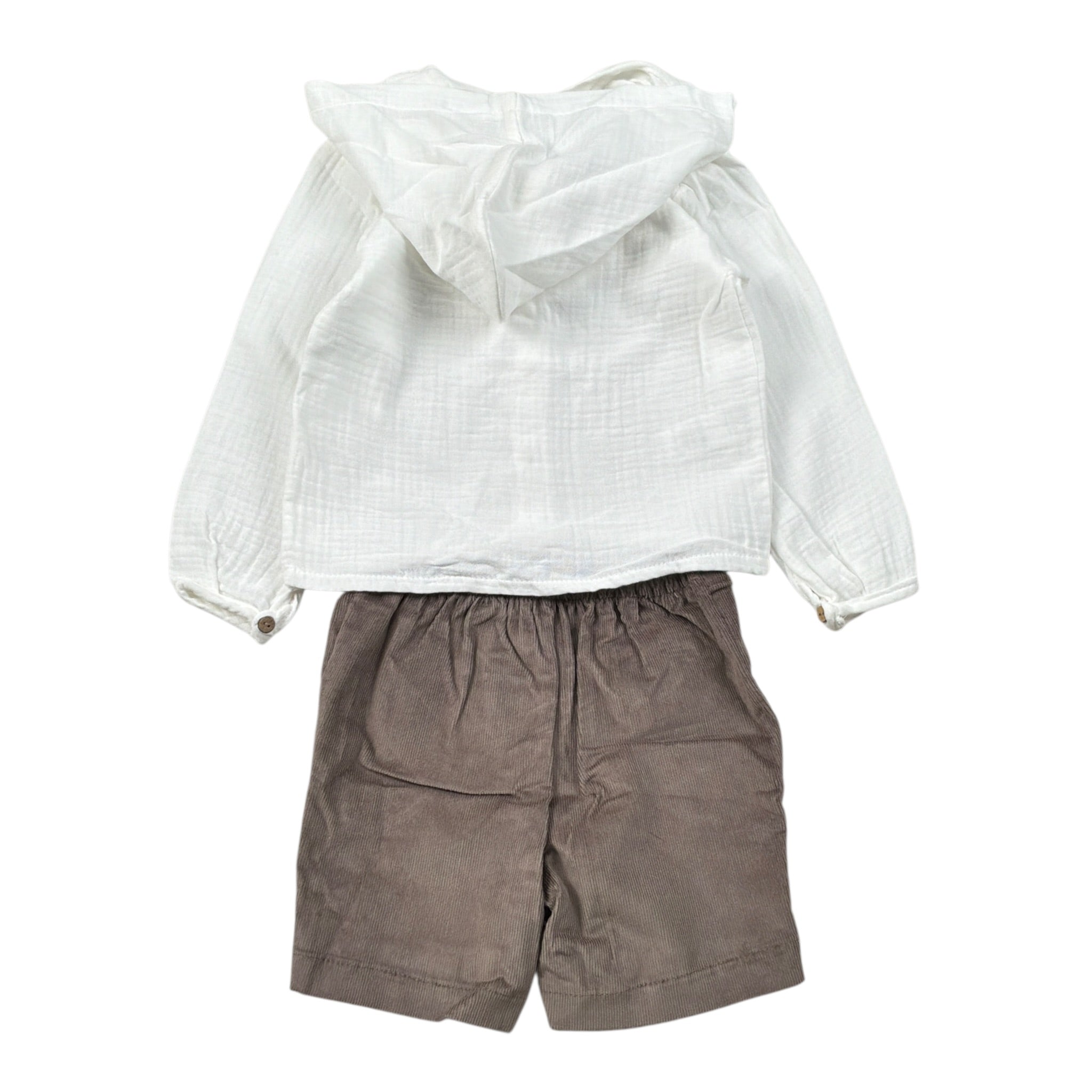 Calamaro Completo 2Pz Camicia-Bermuda Bicolore Bianco/Marrone per Bambino 11210 BIANCO/MARRONE CALAMARO 