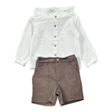 Calamaro Completo 2Pz Camicia-Bermuda Bicolore Bianco/Marrone per Bambino 11210 BIANCO/MARRONE CALAMARO 