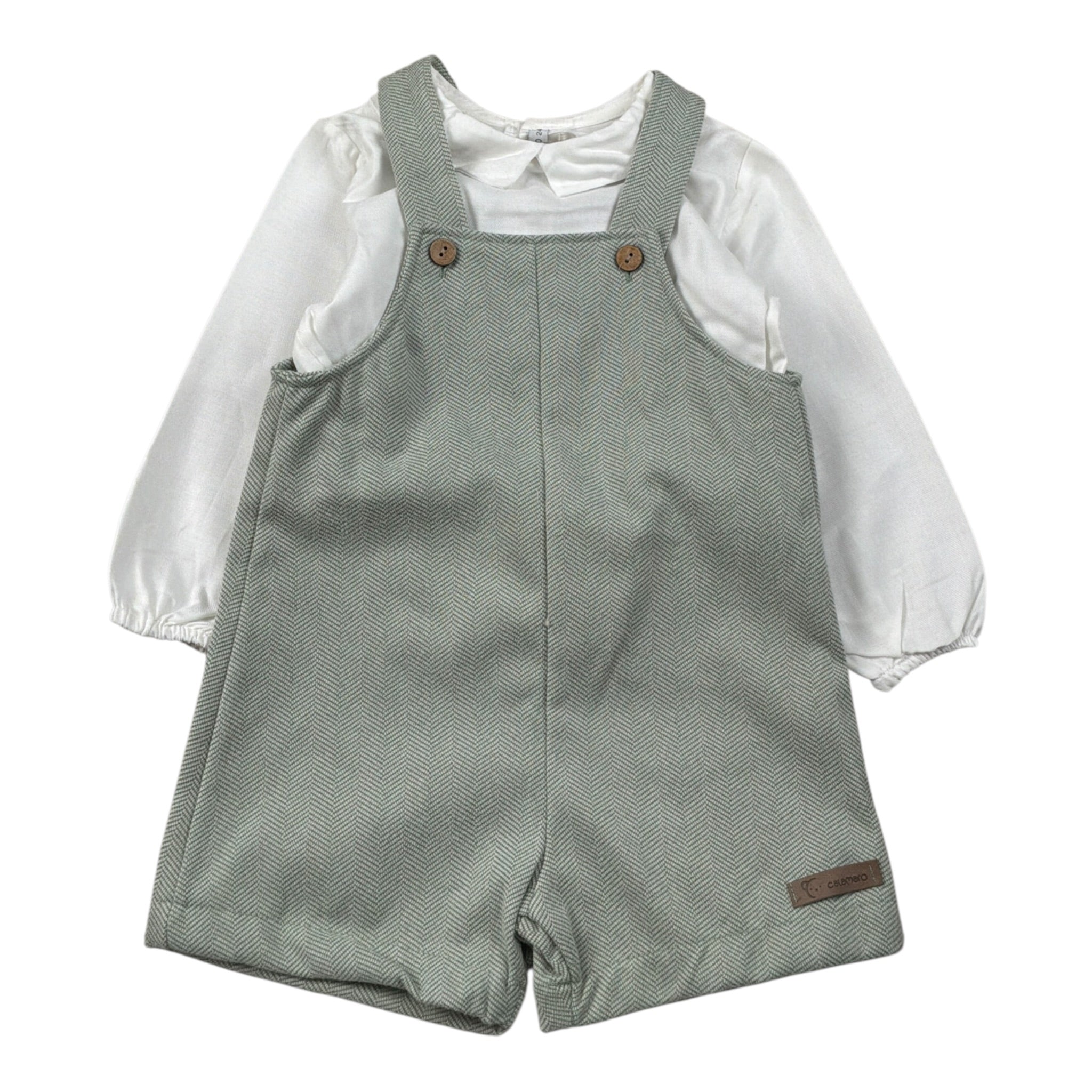 Calamaro Completo 2Pz Camicia-Salopette Bicolore Bianco/Verde per Bambino 11250J BIANCO/VERDE CALAMARO 
