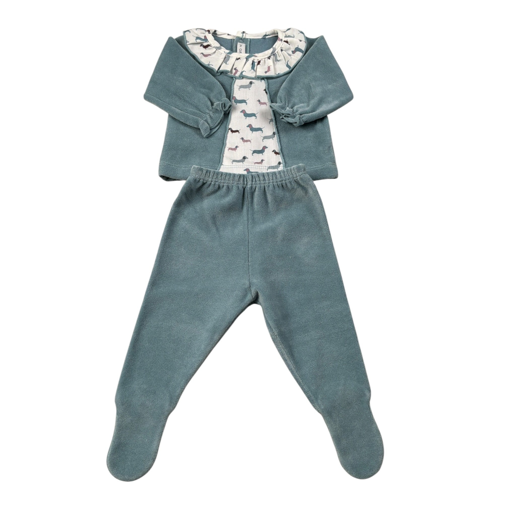 Calamaro Completo 2 Pezzi Maglia-Ghettina In Ciniglia Verde per Neonata 17858 VERDE CALAMARO 