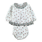 Calamaro Completo 2Pz Camicia-Coulotte tinta unita con Stampa Bianco per Neonata 22098 BIANCO CALAMARO 