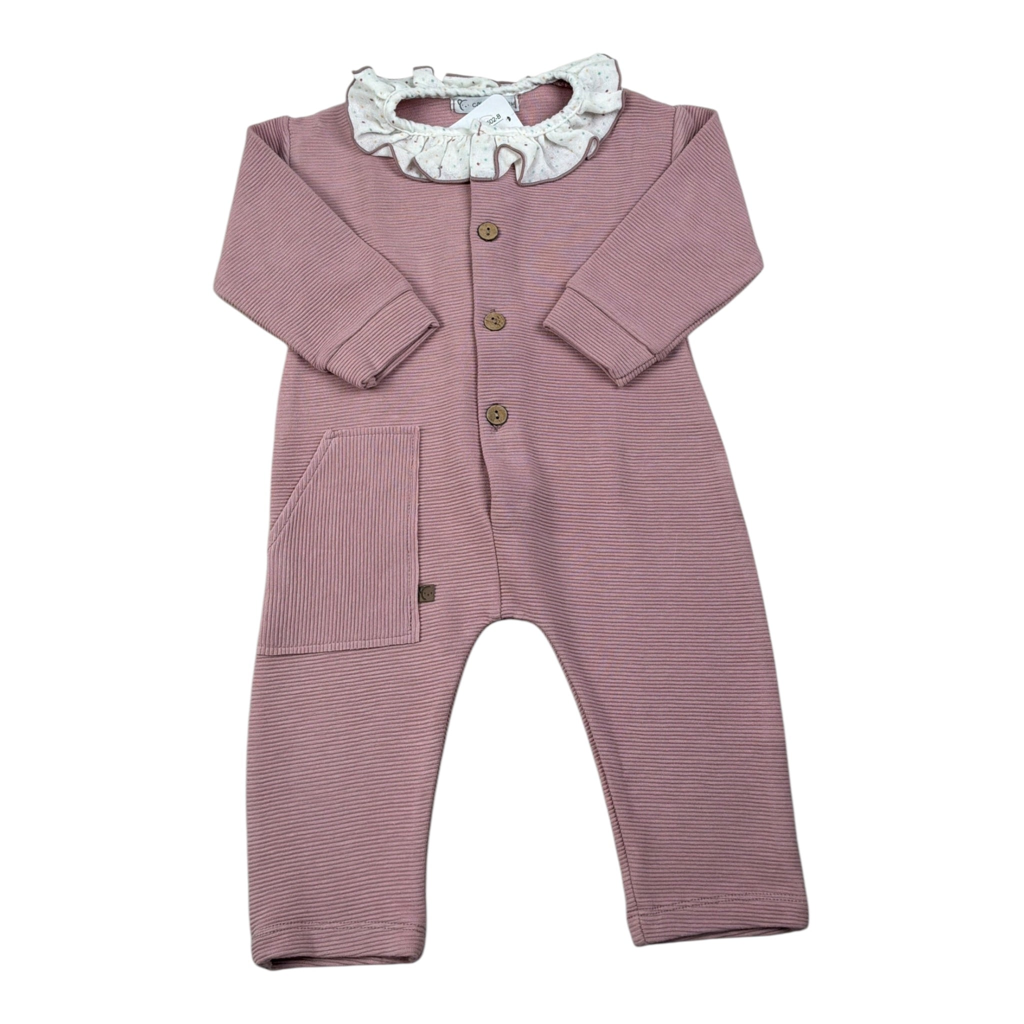 Calamaro Tutina tinta unita con Colletto Rosa per Neonata 32502 ROSA CALAMARO 
