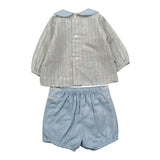 Calamaro Completo 2Pz Camicia-Coulotte Bicolore Azzurro/Beige per Neonato 9292 AZZURRO/BEIGE CALAMARO 
