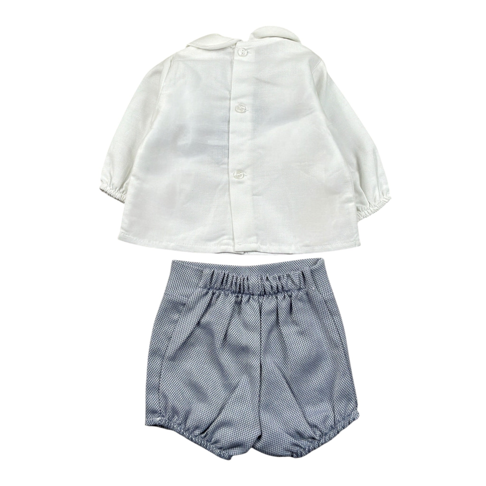 Calamaro Completo 2Pz Camicia-Coulotte Bicolore Bianco/Azzurro per Neonato EOEO BIANCO/AZZURRO CALAMARO 