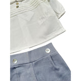 Calamaro Completo 2Pz Camicia-Coulotte Bicolore Bianco/Azzurro per Neonato EOEO BIANCO/AZZURRO CALAMARO 