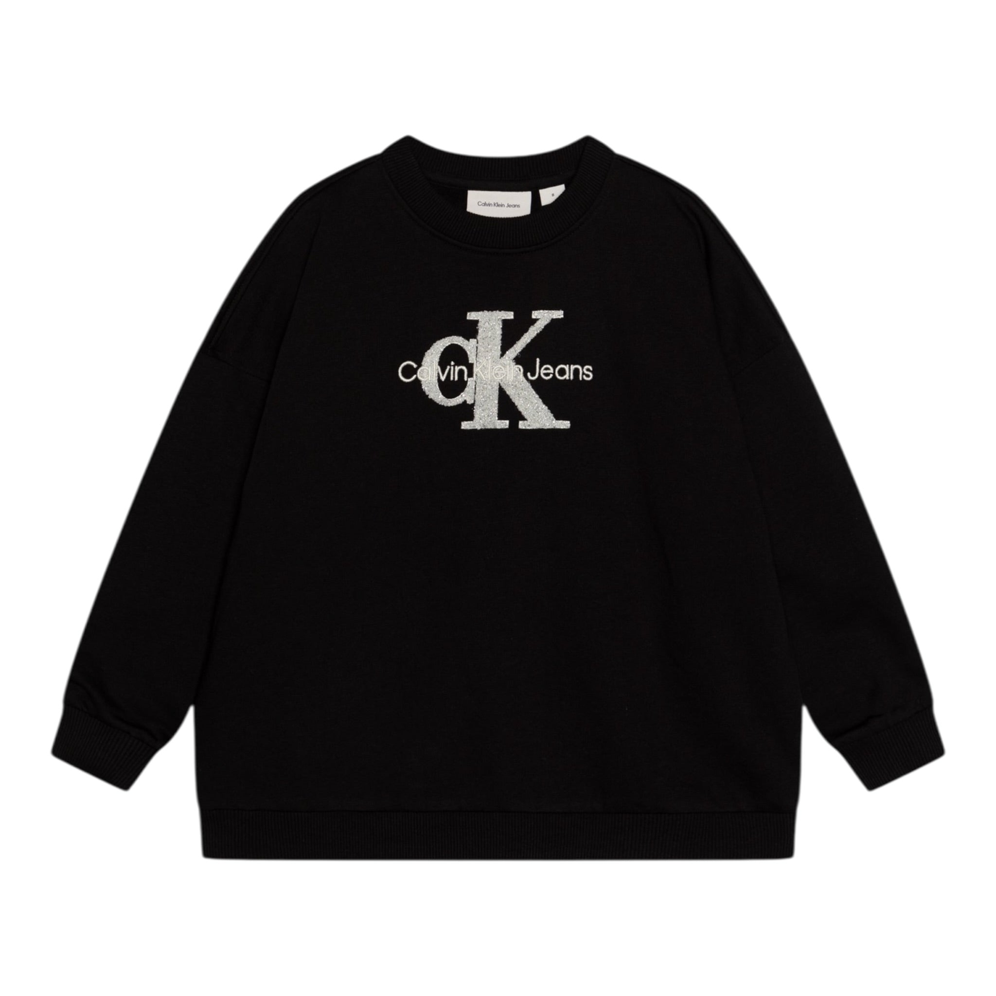 Calvin Klein Felpa tinta unita con Logo Nero per Bambina 02738 NERO CALVIN KLEIN 