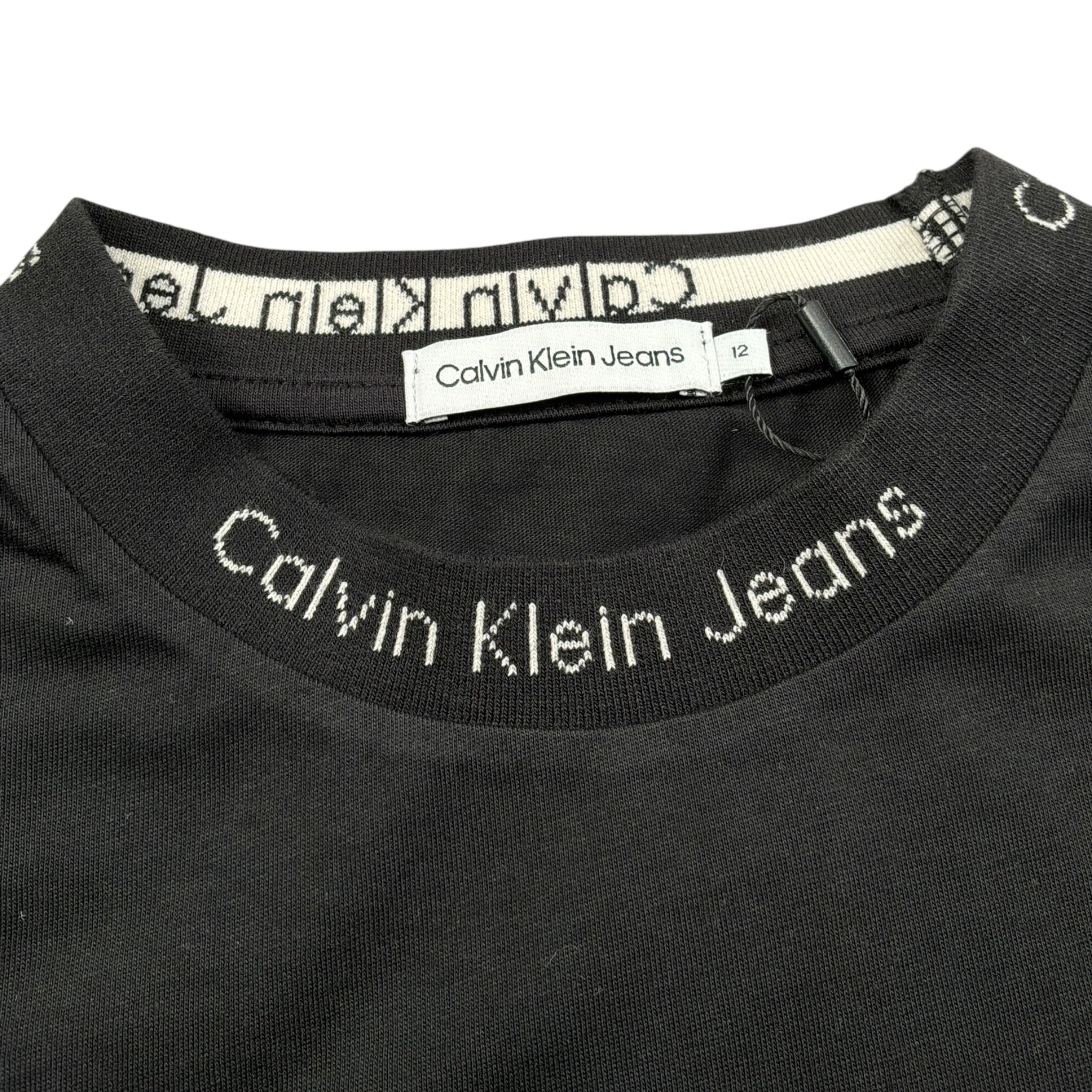Calvin Klein Shirt Girocollo tinta unita con Logo Nero per Bambino IB0IB01701 NERO CALVIN KLEIN 