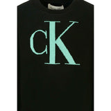 Calvin Klein Maglia Girocollo tinta unita con Logo Nero/Verde per Bambino IB0IB02152 NERO/VERDE CALVIN KLEIN 