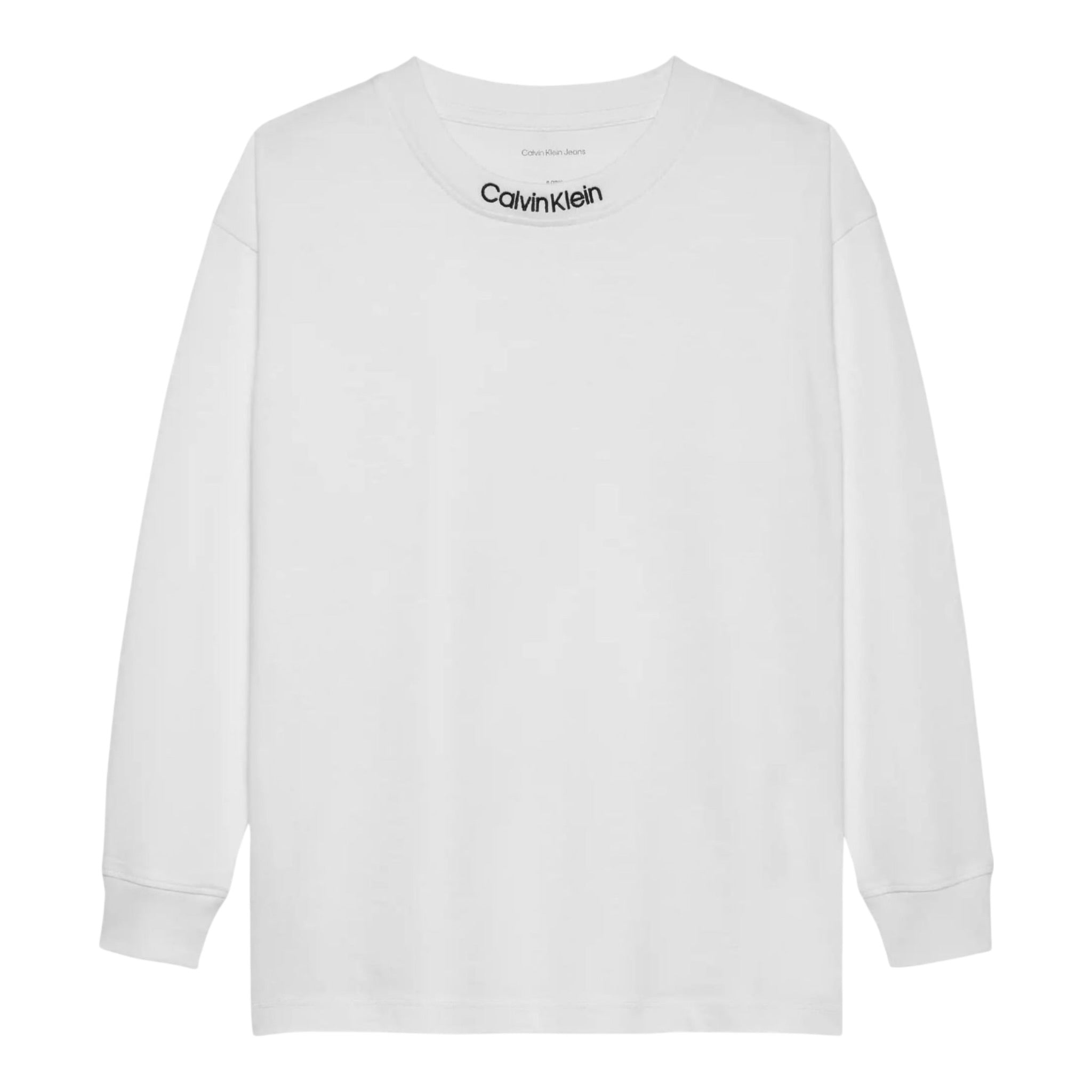 Calvin Klein Shirt Girocollo tinta unita con Logo Bianco per Bambino IB0IB02354 BIANCO CALVIN KLEIN 