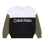 Calvin Klein Felpa Tricolore Girocollo con Logo Nero per Bambino IB0IB02523 NERO CALVIN KLEIN 