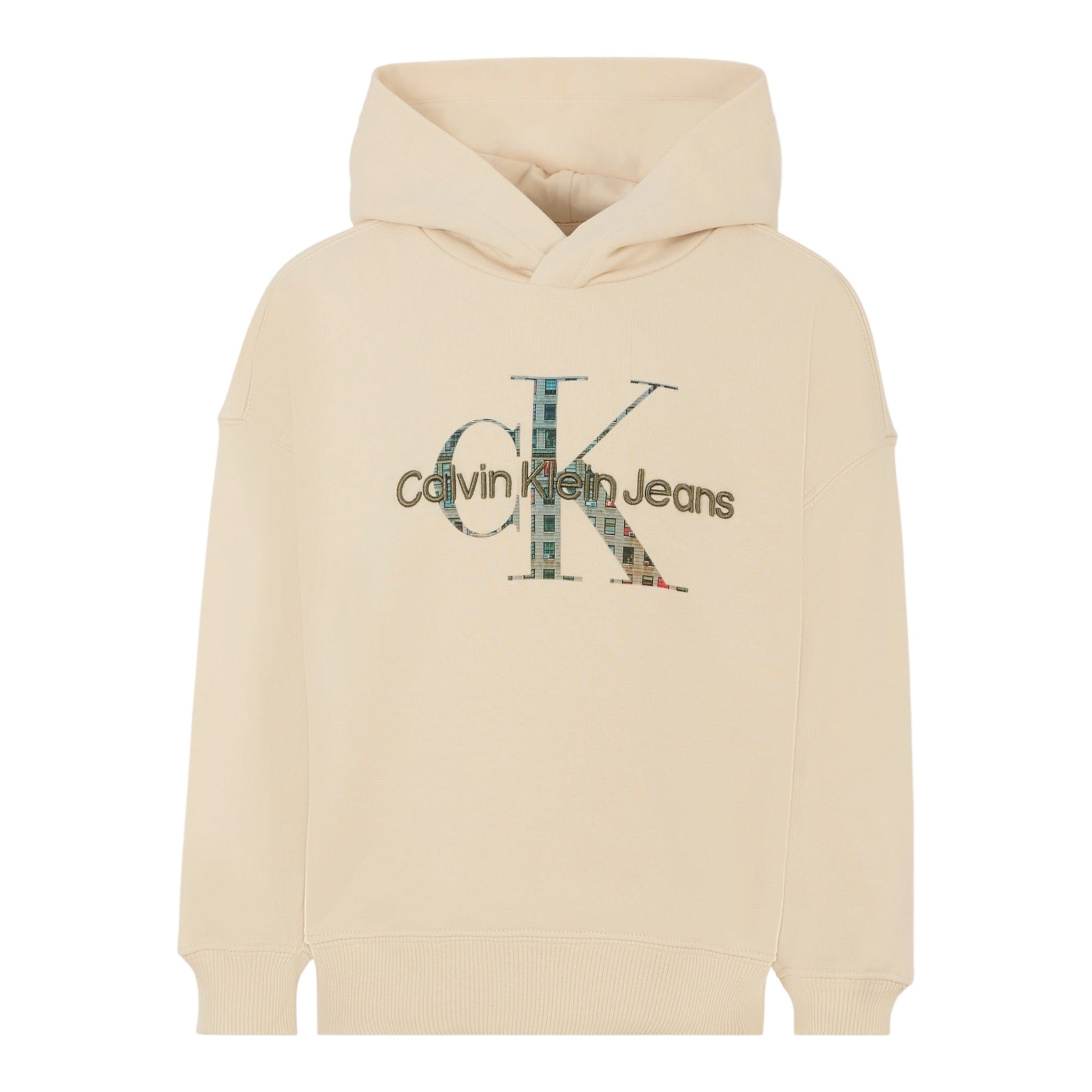 Calvin Klein Felpa Chiusa con Cappuccio tinta unita Beige per Bambina IB0IB02524X BEIGE CALVIN KLEIN 
