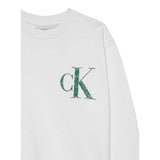 Calvin Klein Felpa Chiusa Girocollo tinta unita con Logo Bianco per Bambino IB0IB02526X BIANCO CALVIN KLEIN 