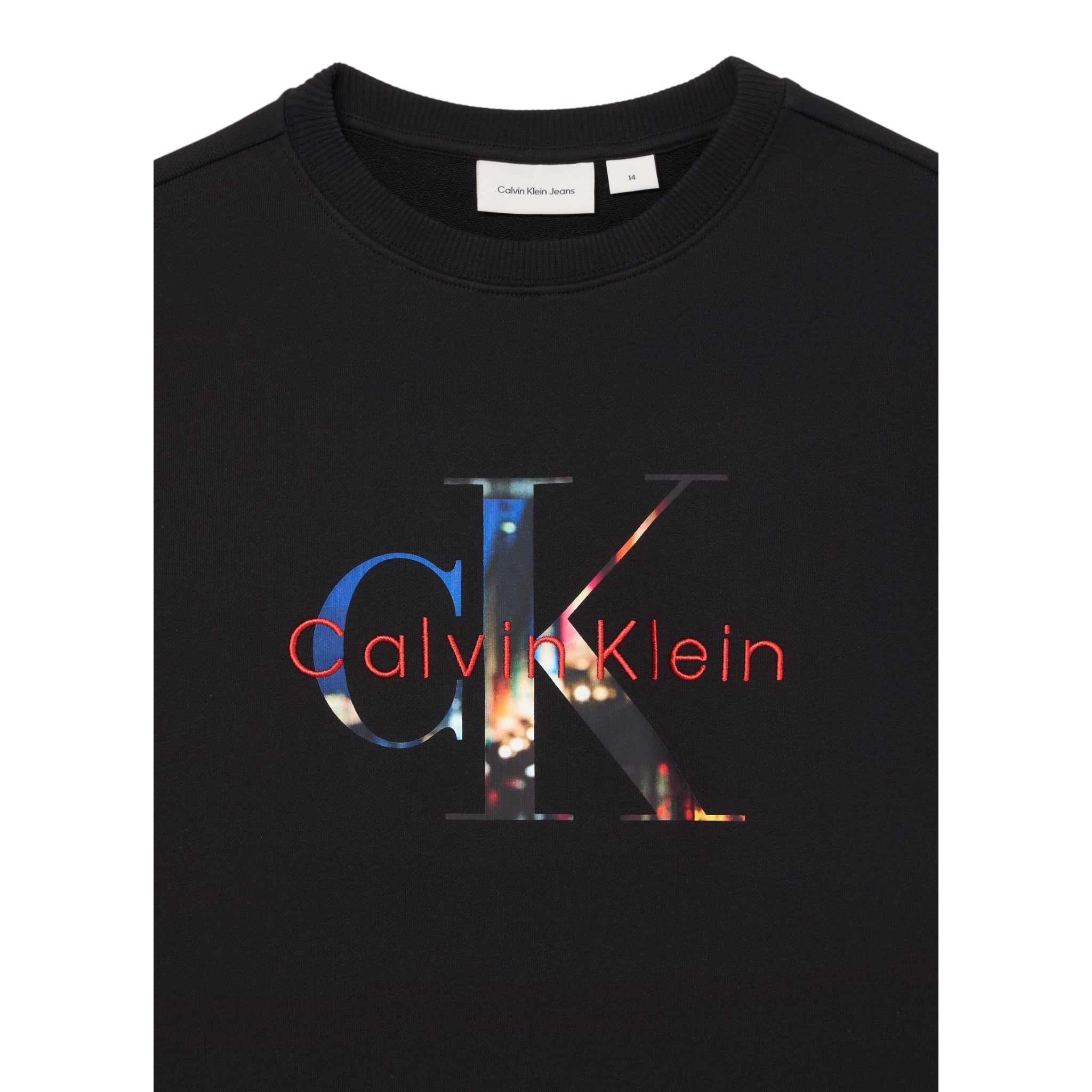 Calvin Klein Felpa Chiusa Girocollo tinta unita con Logo Nero per Bambino IB0IB02562 NERO CALVIN KLEIN 