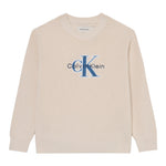 Calvin Klein Maglia Girocollo tinta unita con Logo Beige per Bambino IB0IB02598 BEIGE CALVIN KLEIN 