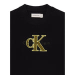 Calvin Klein Maglia Girocollo tinta unita con Logo Nero per Bambino IB0IB02598X NERO CALVIN KLEIN 