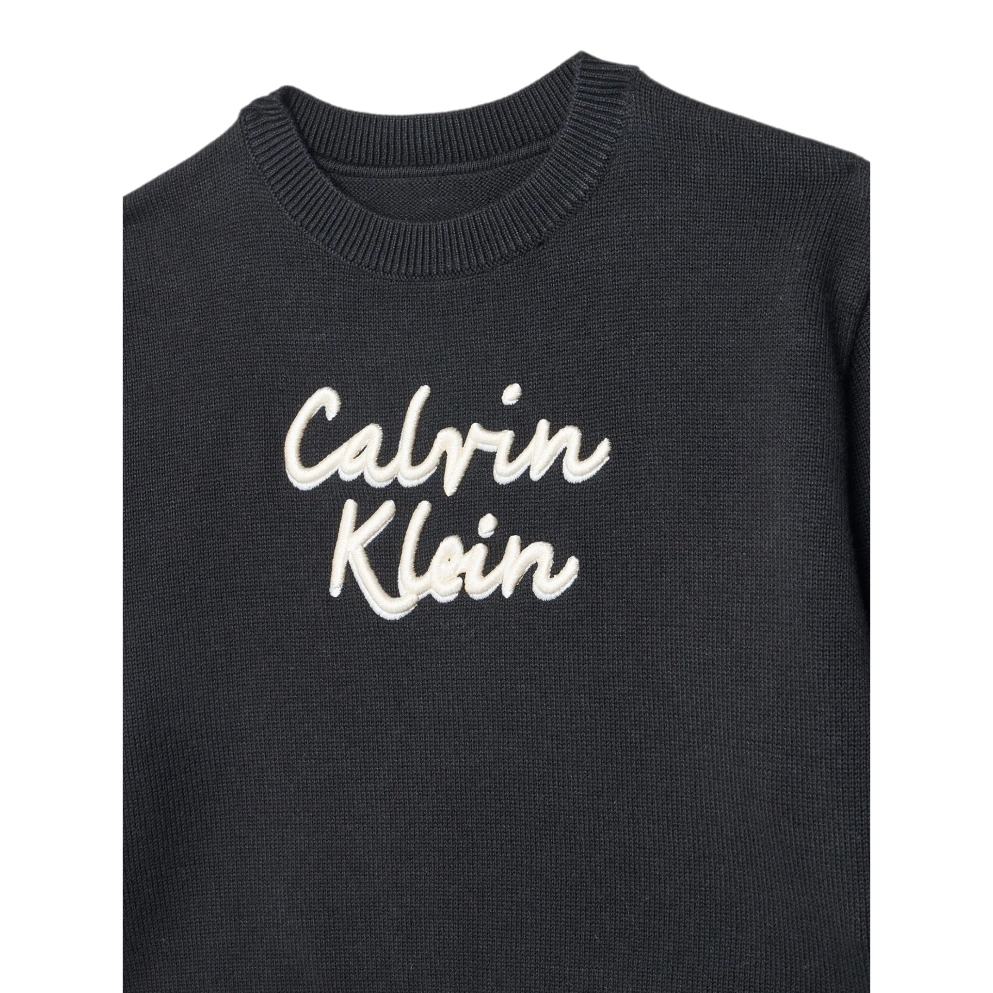 Calvin Klein Maglia Girocollo tinta unita con Ricami Nero per Bambina IG0IG02971 NERO CALVIN KLEIN 