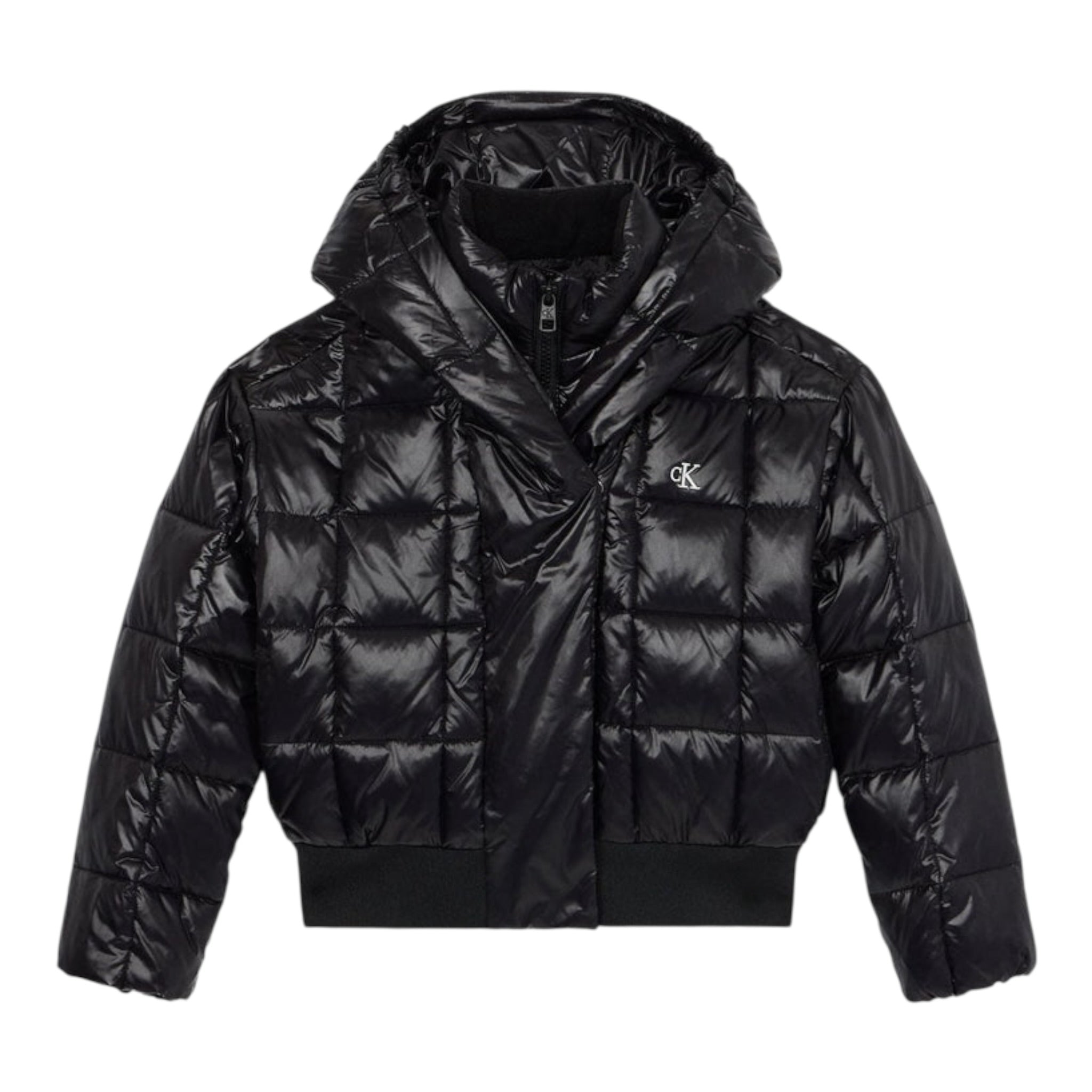 Calvin Klein Giubbino tinta unita con Zip E Cappuccio Nero per Bambino IG0IG02988X NERO CALVIN KLEIN 