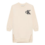 Calvin Klein Abito Manica Lunga tinta unita con Logo Panna per Bambina IG0IG03009PGB PANNA CALVIN KLEIN 