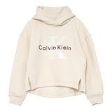Calvin Klein Felpa Chiusa con Cappuccio tinta unita con Logo Panna per Bambina IG0IG03018T PANNA CALVIN KLEIN 