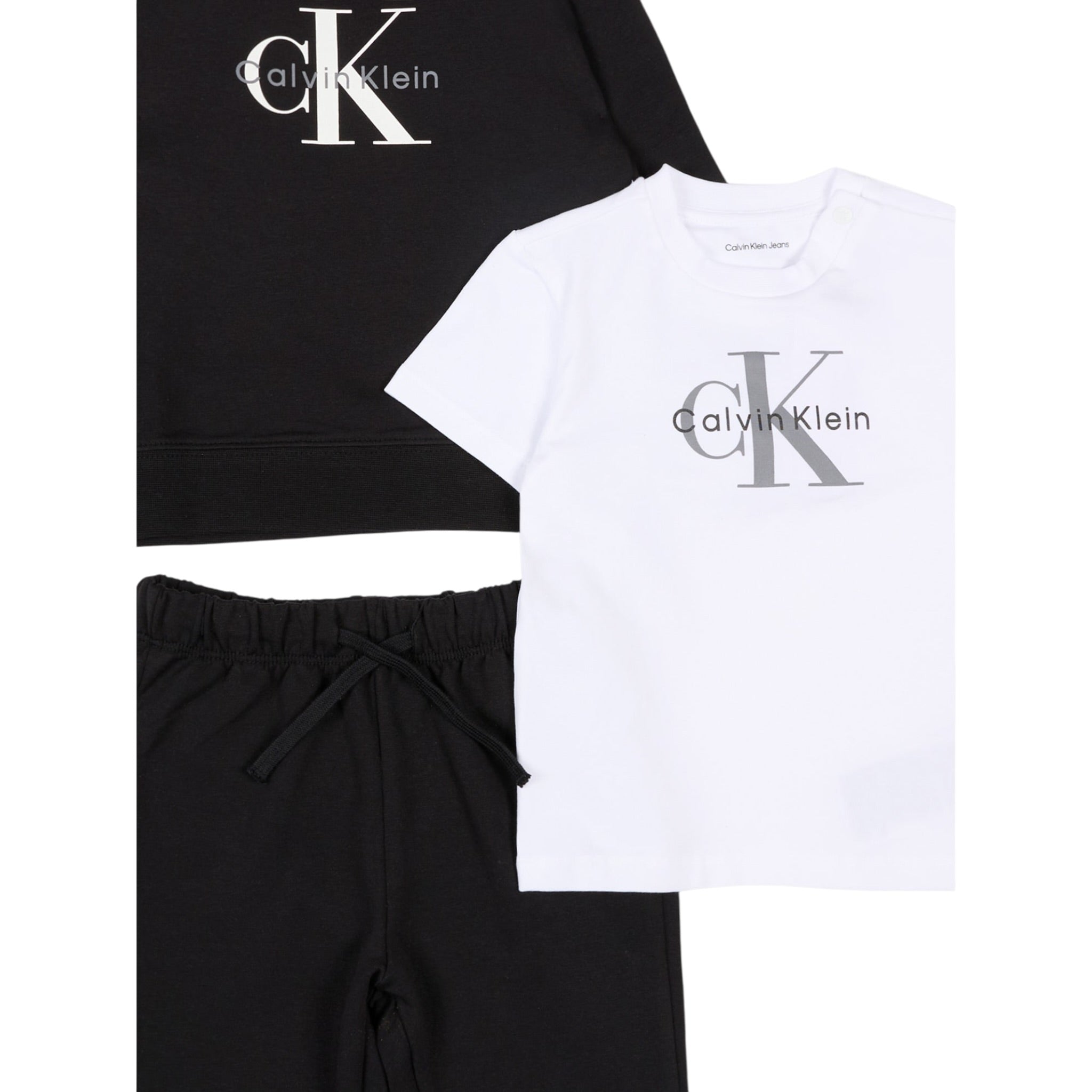 Calvin Klein Completo 3 Pezzi Felpa-T-Shirt-Pantalone Nero per Neonato IN0IN00336 NERO CALVIN KLEIN 