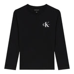 Calvin Klein Shirt Girocollo tinta unita con Logo Nero per Bambino IU0IU00717 NERO CALVIN KLEIN 