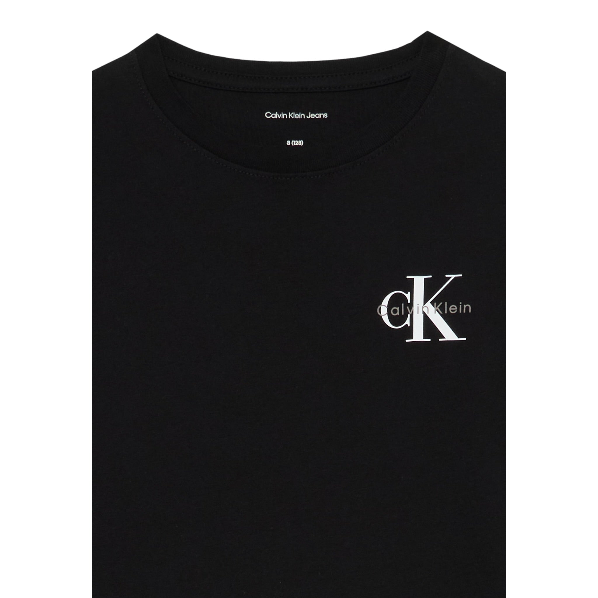 Calvin Klein Shirt Girocollo tinta unita con Logo Nero per Bambino IU0IU00717 NERO CALVIN KLEIN 