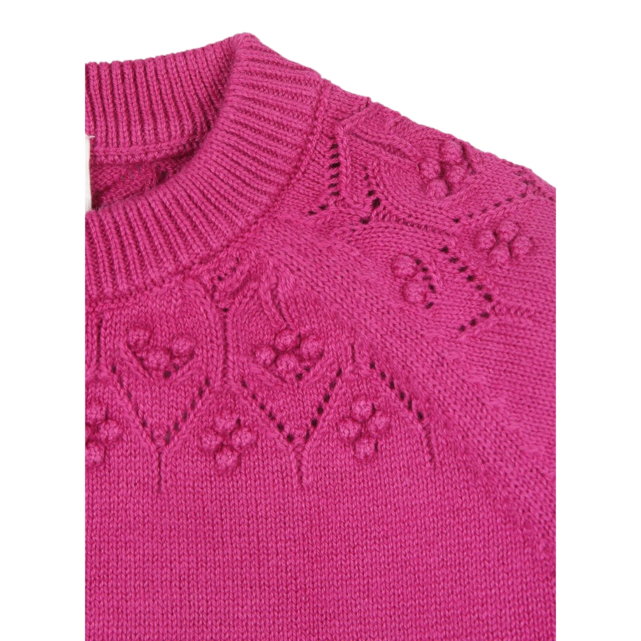 Carre'Ment Beau Cardigan tinta unita con Ricami Fuxia per Bambina Y30211J FUXIA CARRE'MENT BEAU 